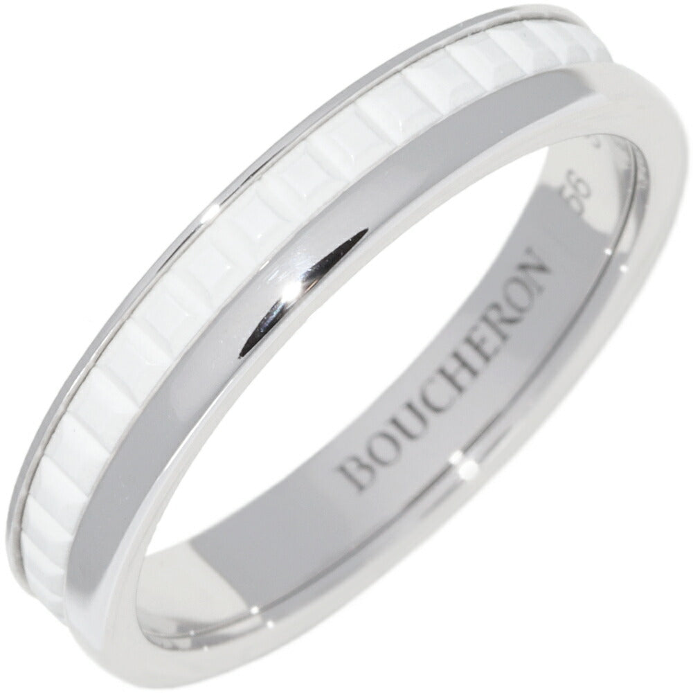 Boucheron Quatre Double White Au750 White Gold White Ceramic Ring Size 56