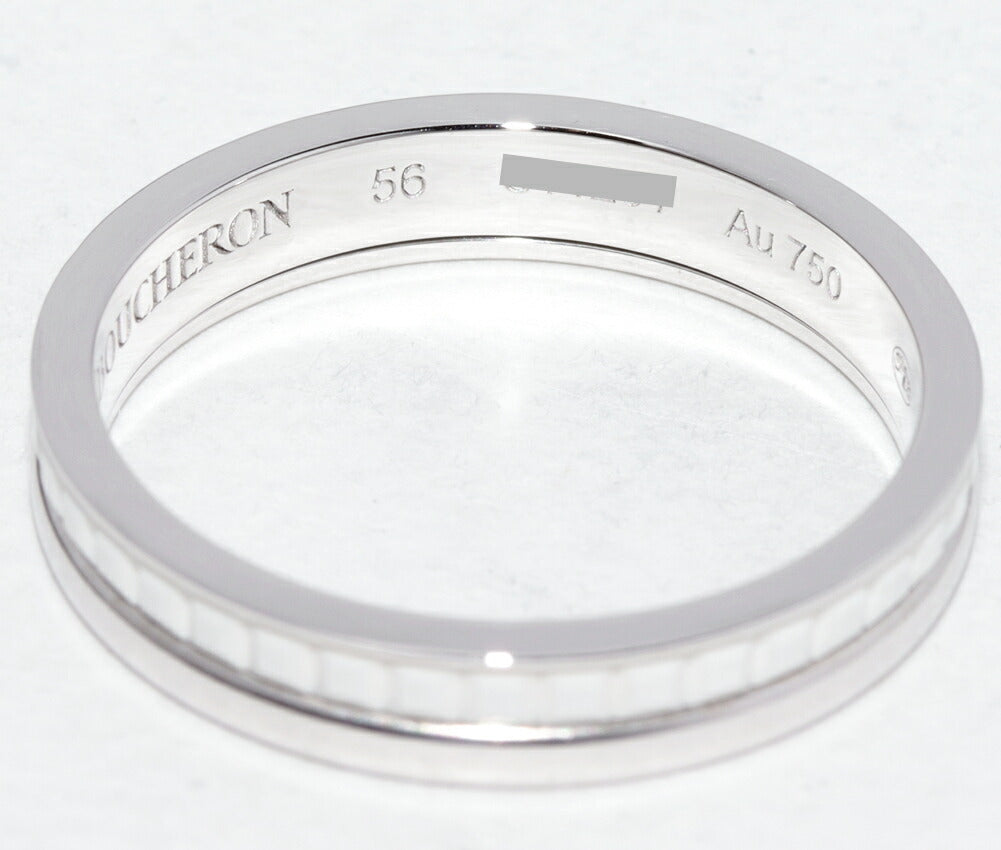 Boucheron Quatre Double White Au750 White Gold White Ceramic Ring Size 56