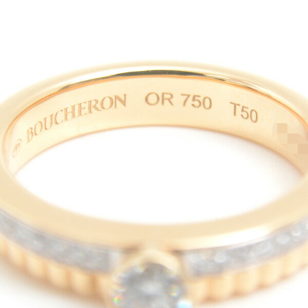 Boucheron 18K Yellow Gold White Gold Quatre Radiant Solitaire Diamond Ring Size 50