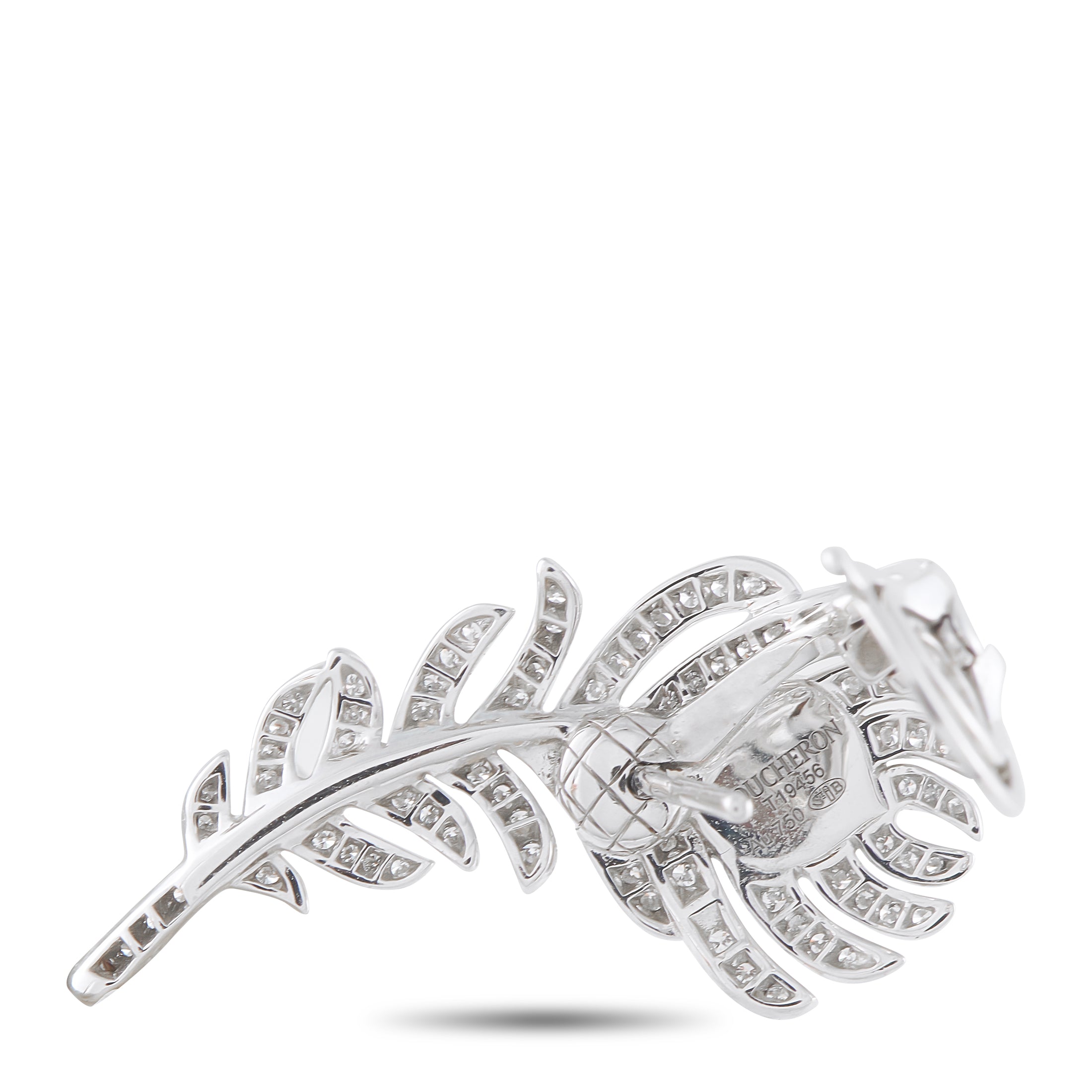 Boucheron Plume de Paon 18K White Gold 1.10ct Diamond Earrings