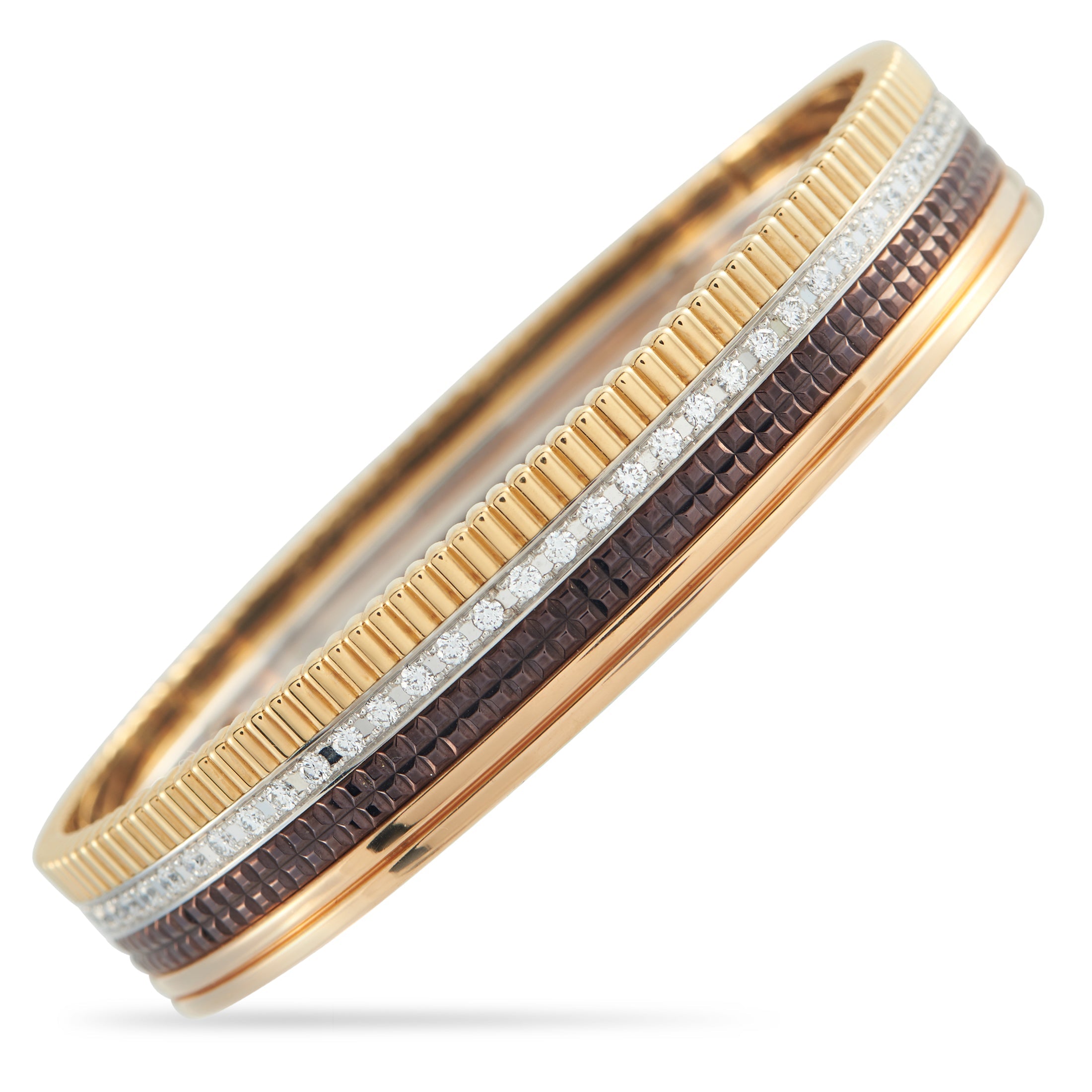 Boucheron Quatre 18K Yellow, Rose, and White Gold 1.48ct Diamond Bracelet