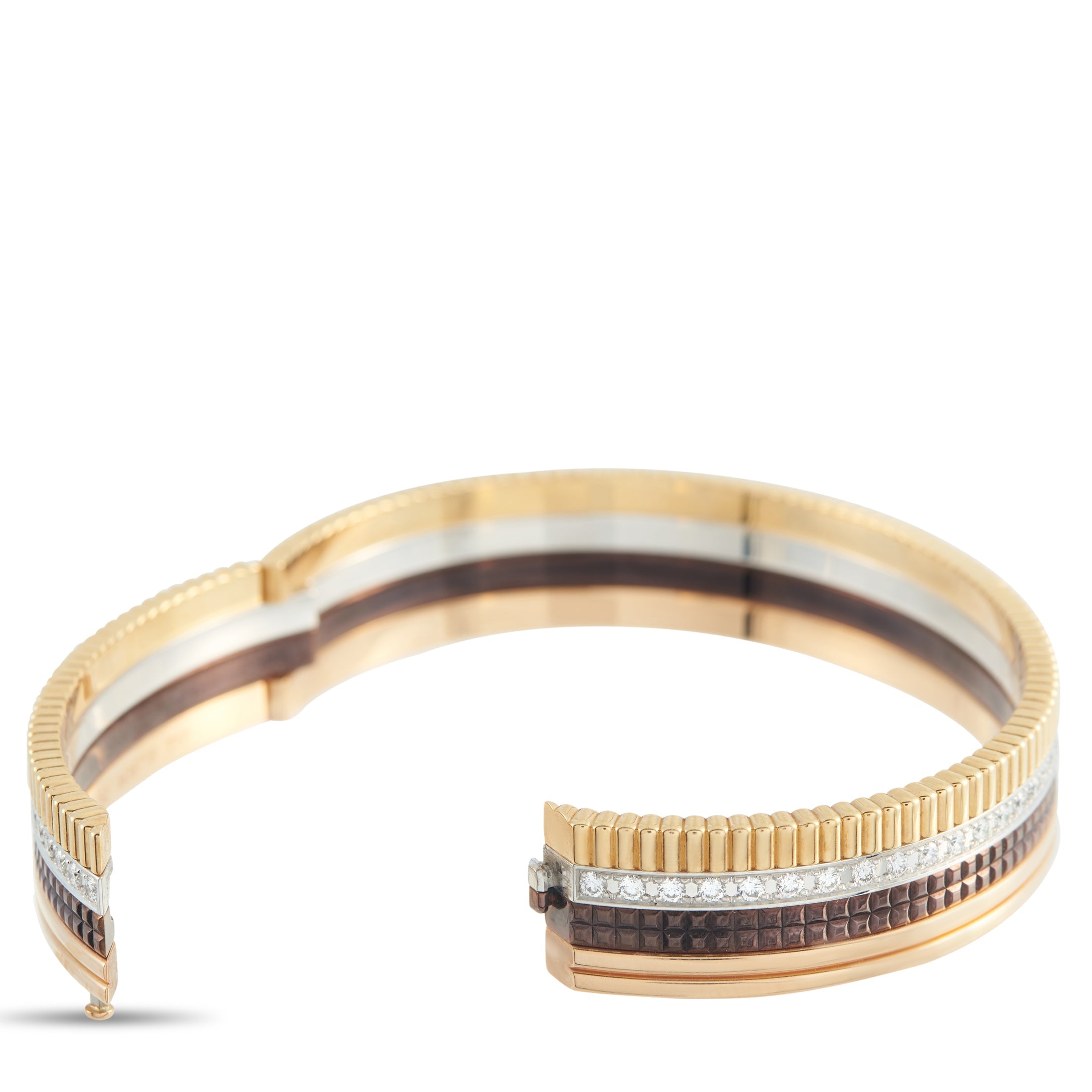Boucheron Quatre 18K Yellow, Rose, and White Gold 1.48ct Diamond Bracelet