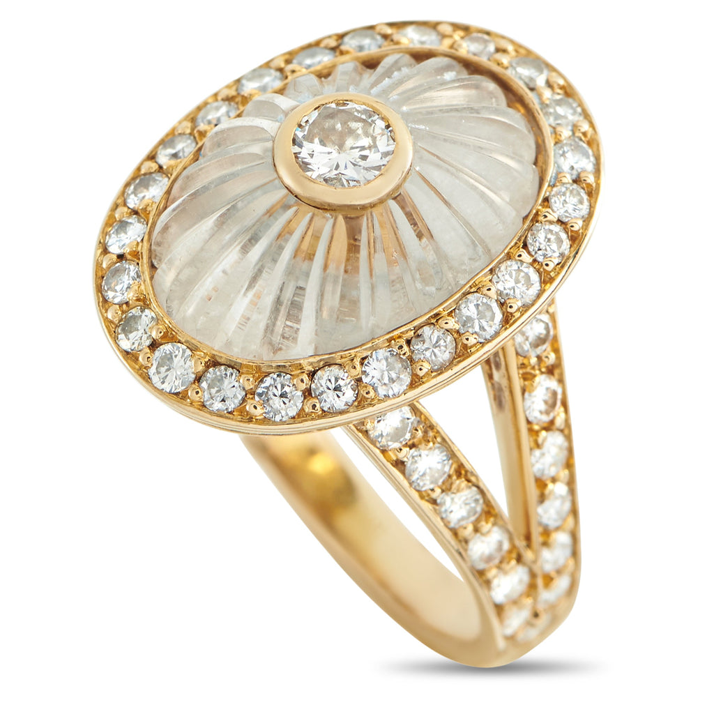 Boucheron 18K Yellow Gold 0.65ct Diamond and Rock Crystal Ring