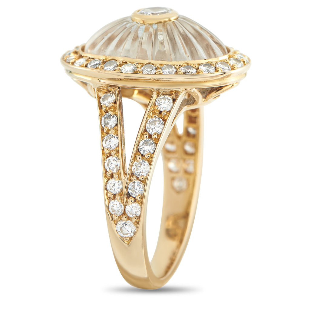Boucheron 18K Yellow Gold 0.65ct Diamond and Rock Crystal Ring