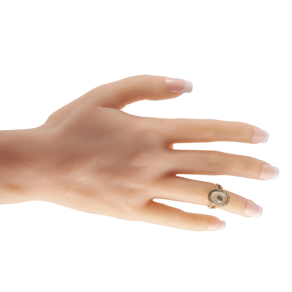 Boucheron 18K Yellow Gold 0.65ct Diamond and Rock Crystal Ring