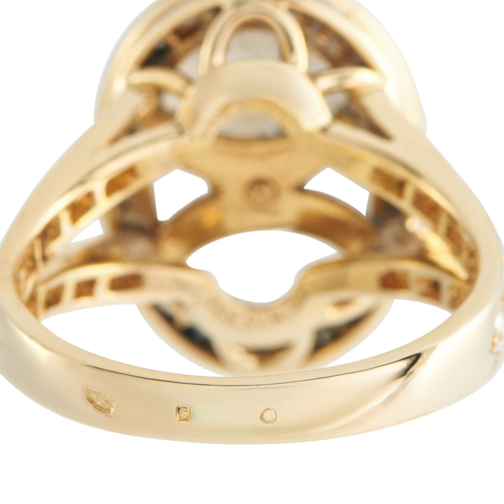 Boucheron 18K Yellow Gold 0.65ct Diamond and Rock Crystal Ring