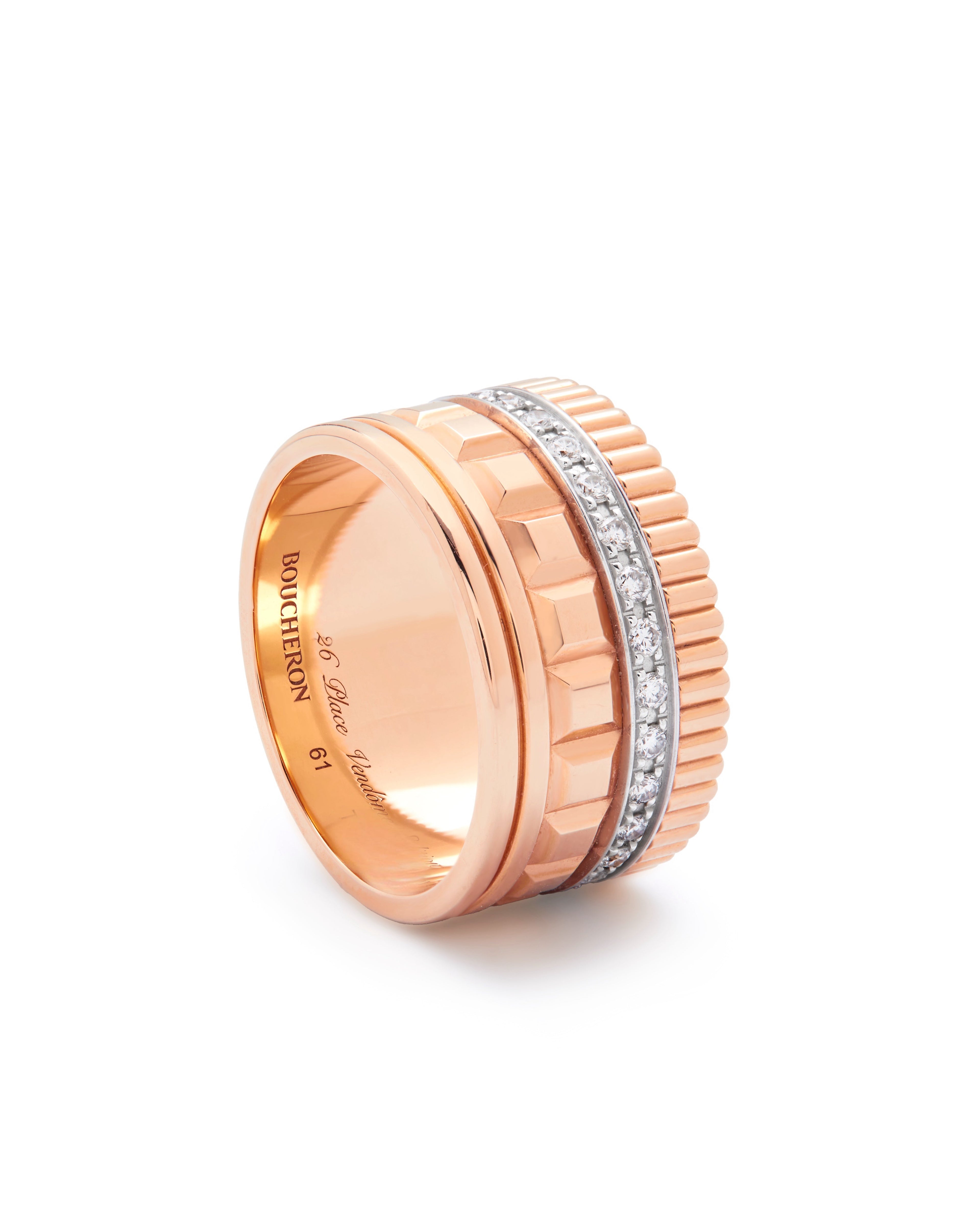 Boucheron Quatre radiant large rose gold diamond ring