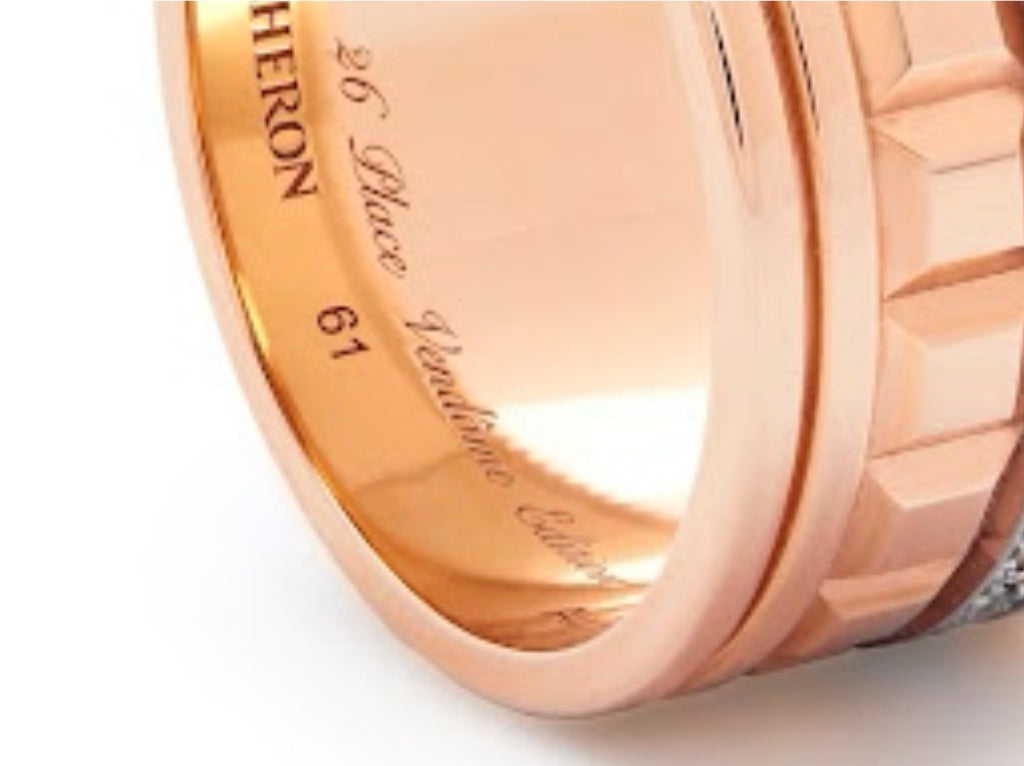 Boucheron Quatre radiant large rose gold diamond ring