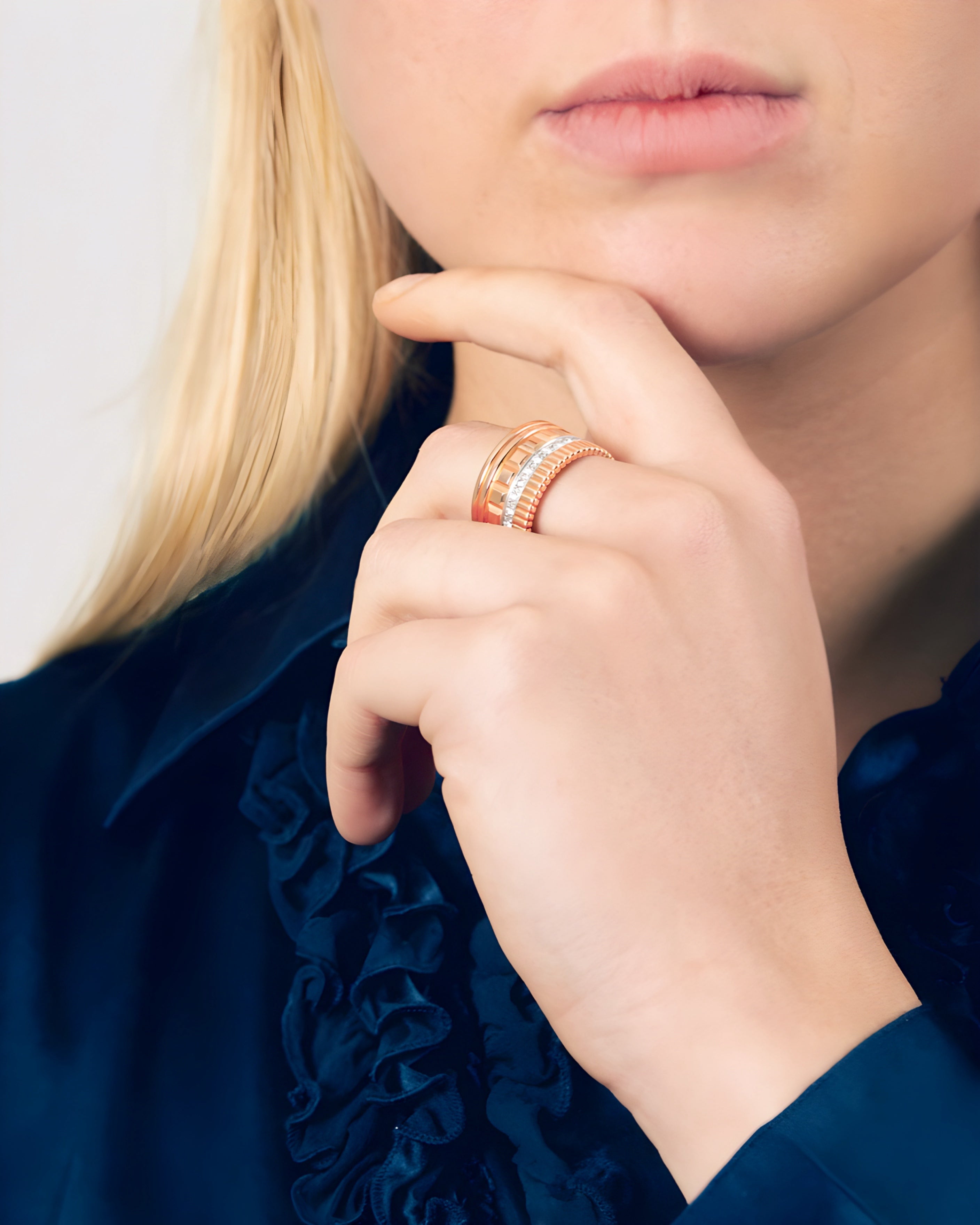 Boucheron Quatre radiant large rose gold diamond ring