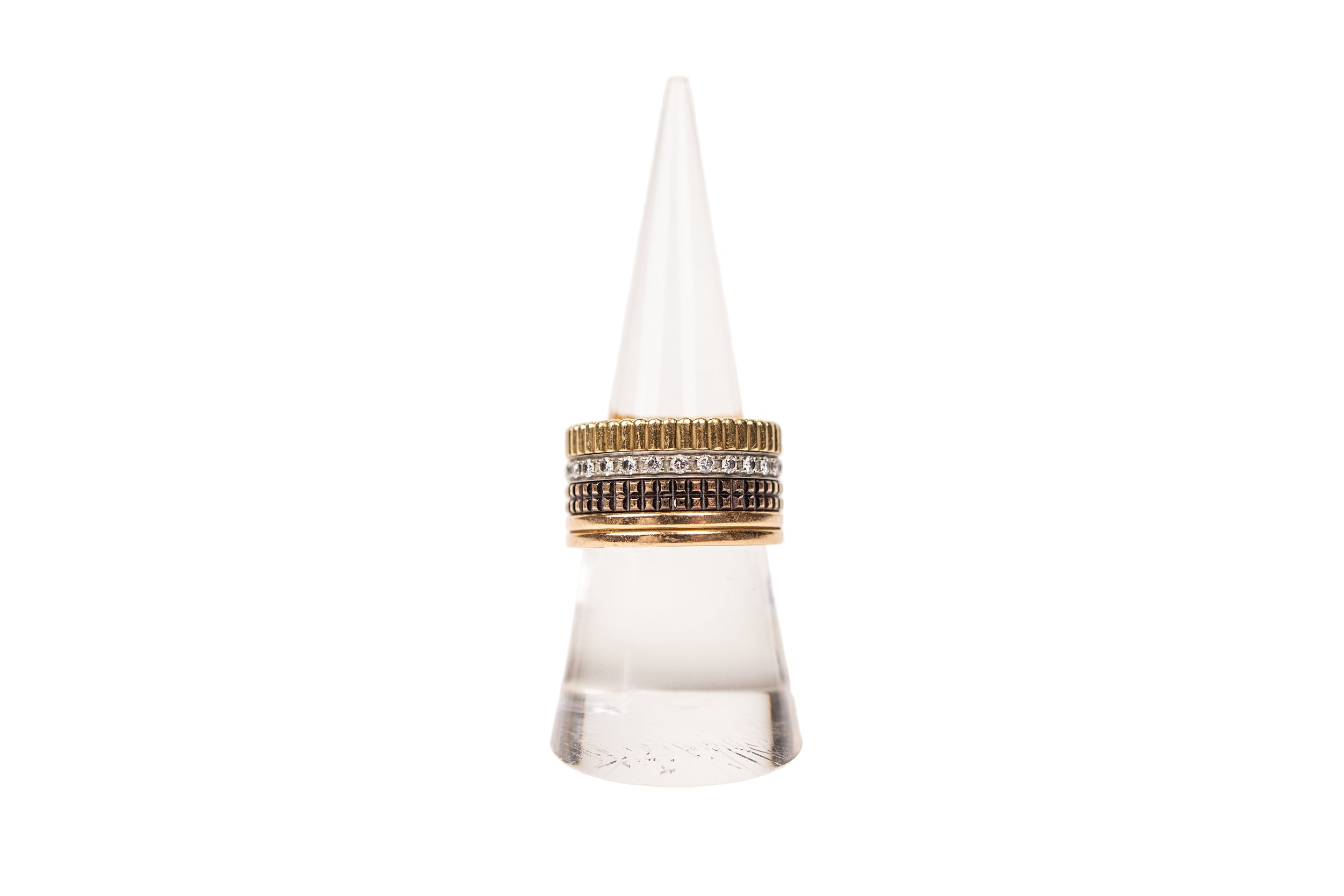 Boucheron Quatre Stacked Ring Gold Rose and White Gold
