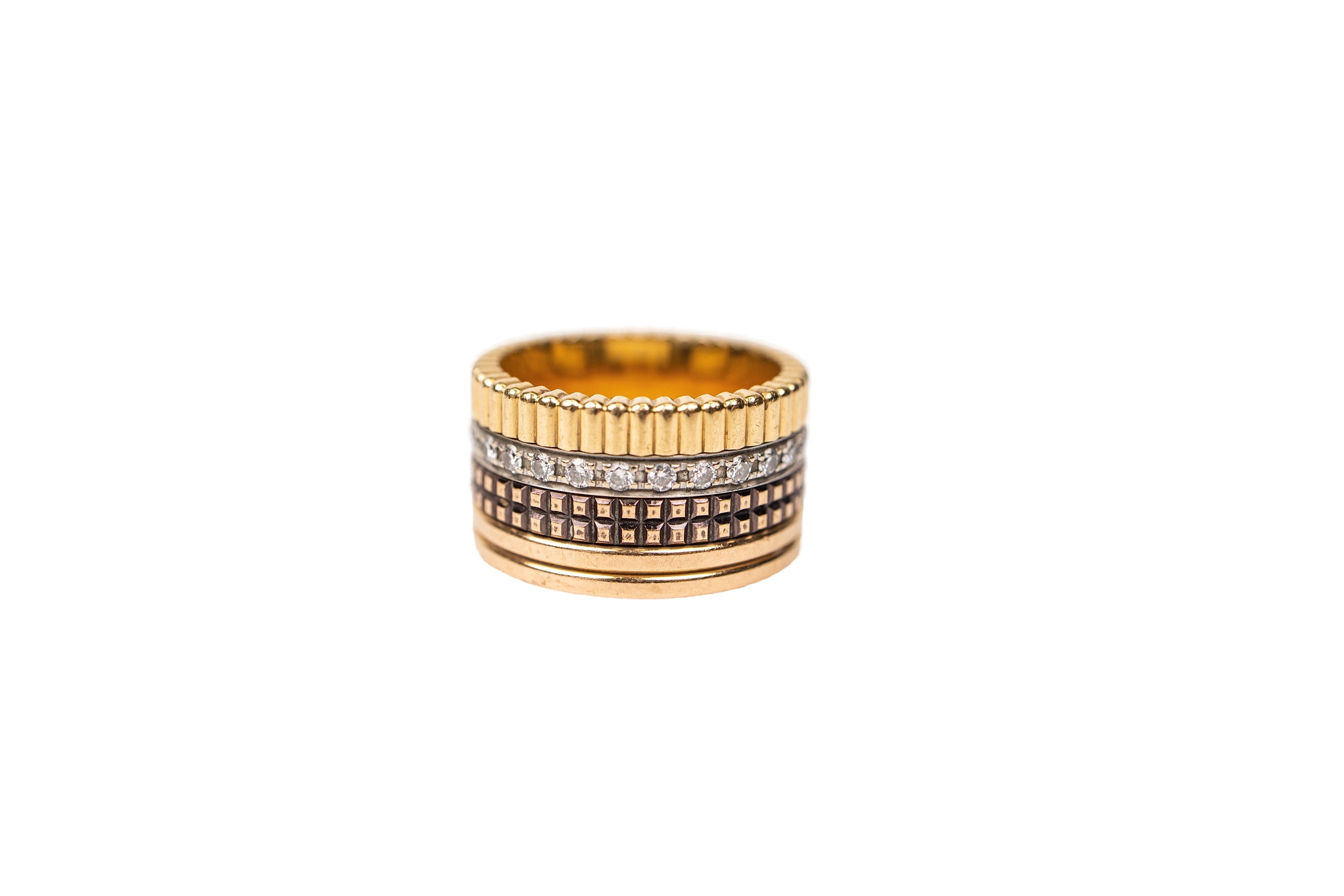 Boucheron Quatre Stacked Ring Gold Rose and White Gold
