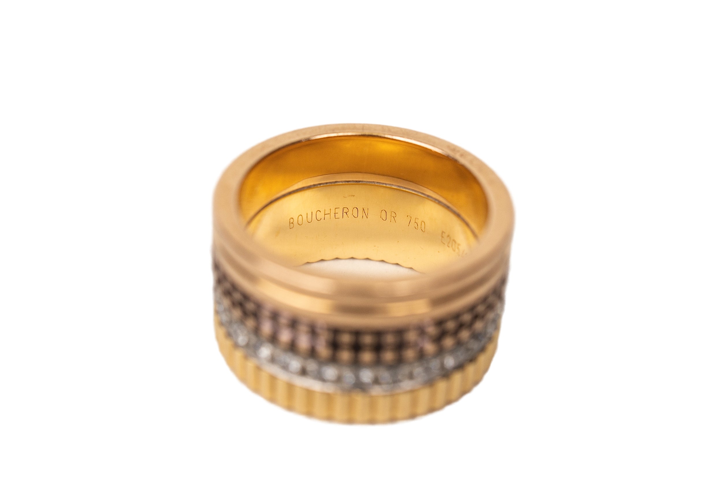 Boucheron Quatre Stacked Ring Gold Rose and White Gold