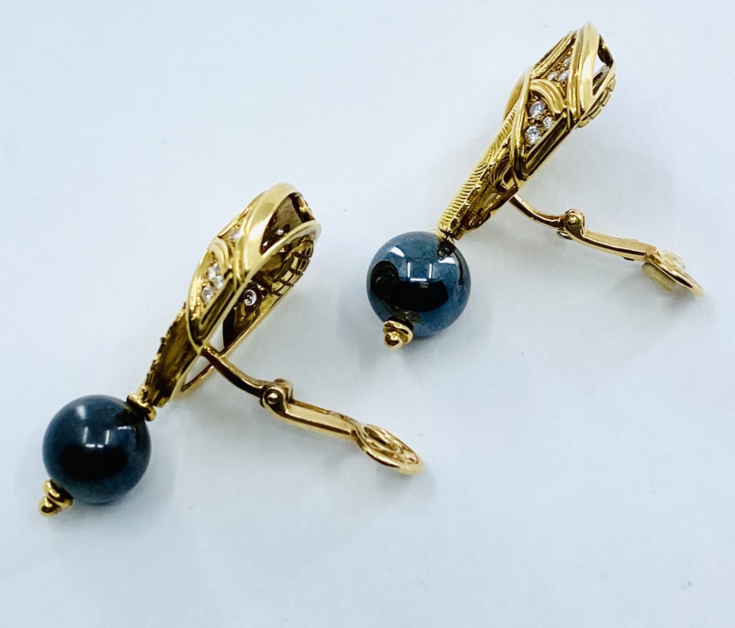 Boucheron Gold Diamond Hematite Earrings