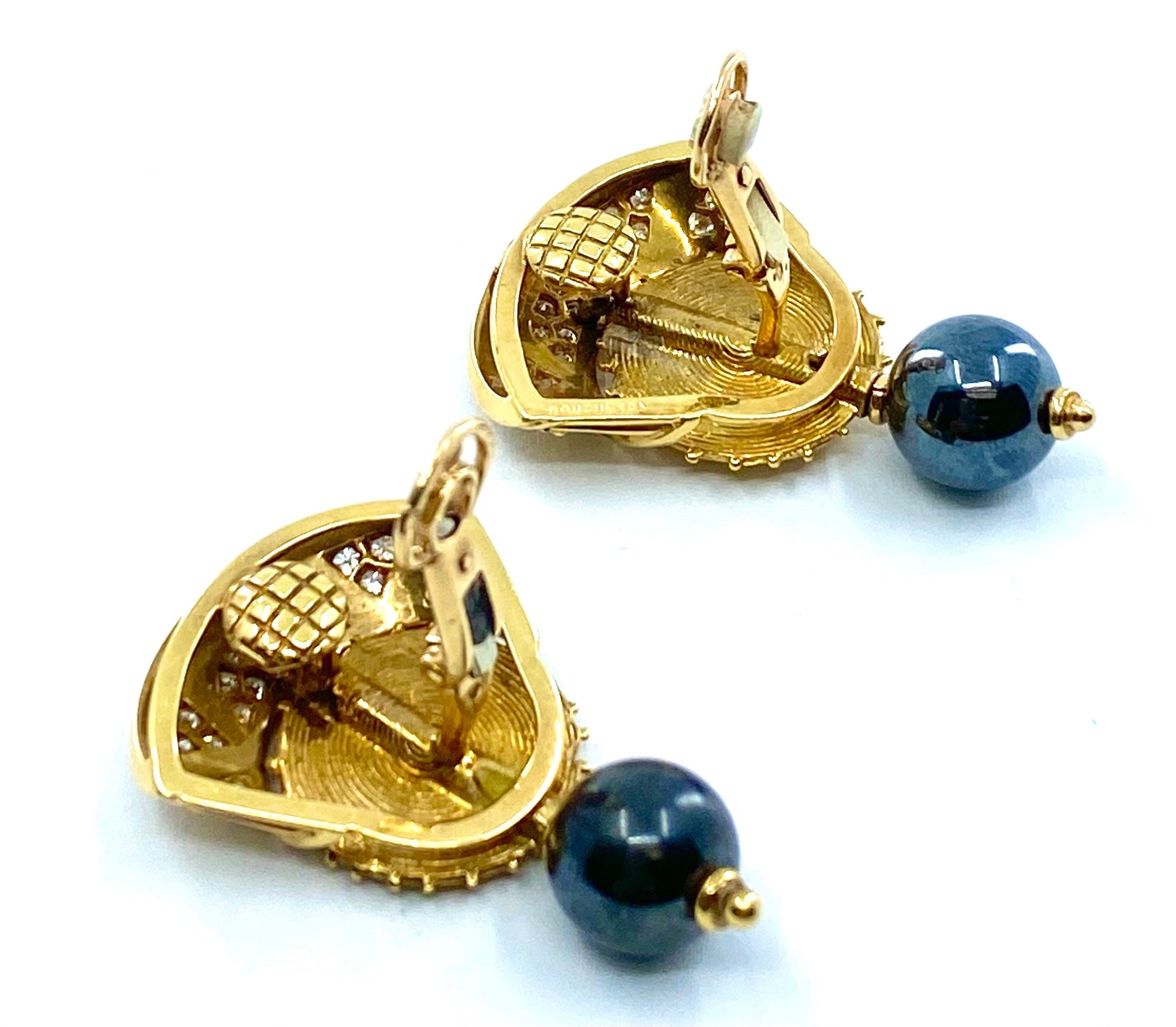 Boucheron Gold Diamond Hematite Earrings