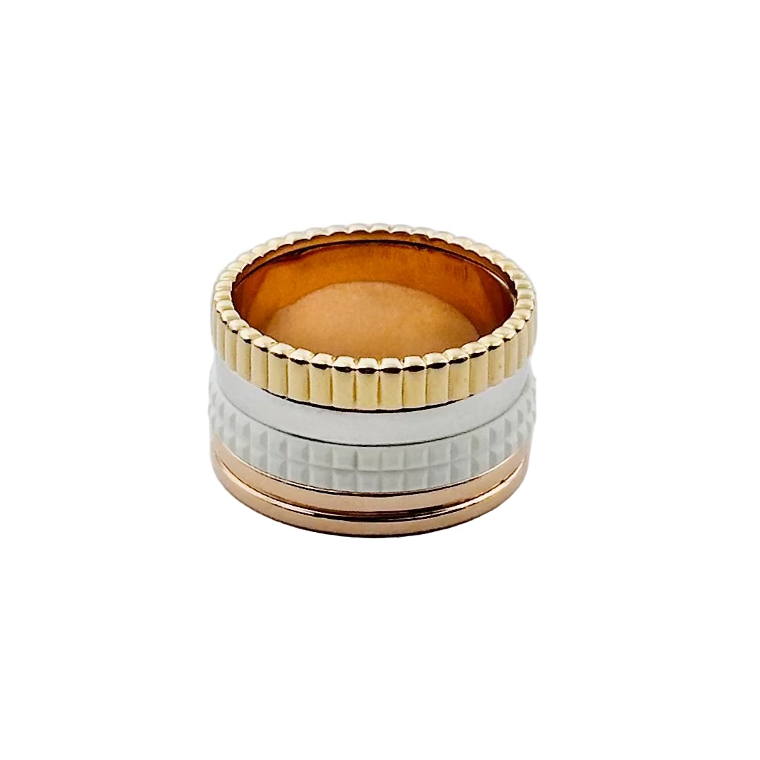 Bague Bandeau BOUCHERON "Quatre White Édition" en or jaune, or blanc, or rose et céramique