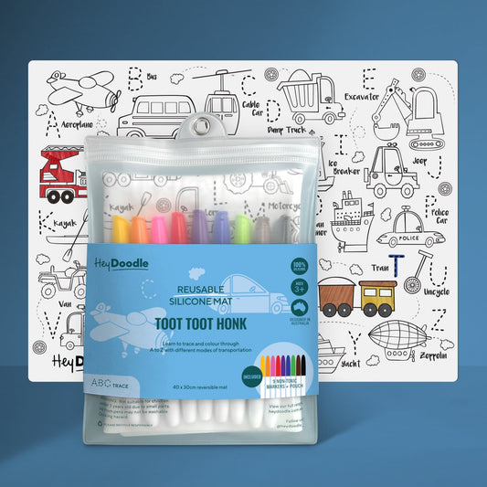 Hey Doodle Silicone Playmat - Toot Toot Honk (Large)