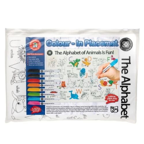 LCBF Colour in Placemat Animal Alphabet (includes 8 markers)