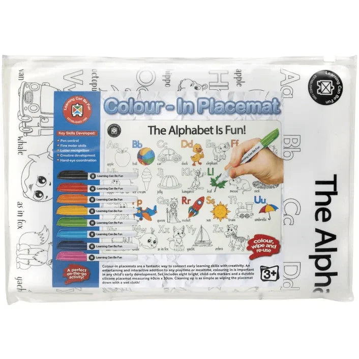LCBF Colour in Placemat The Alphabet is Fun (includes 8 markers)