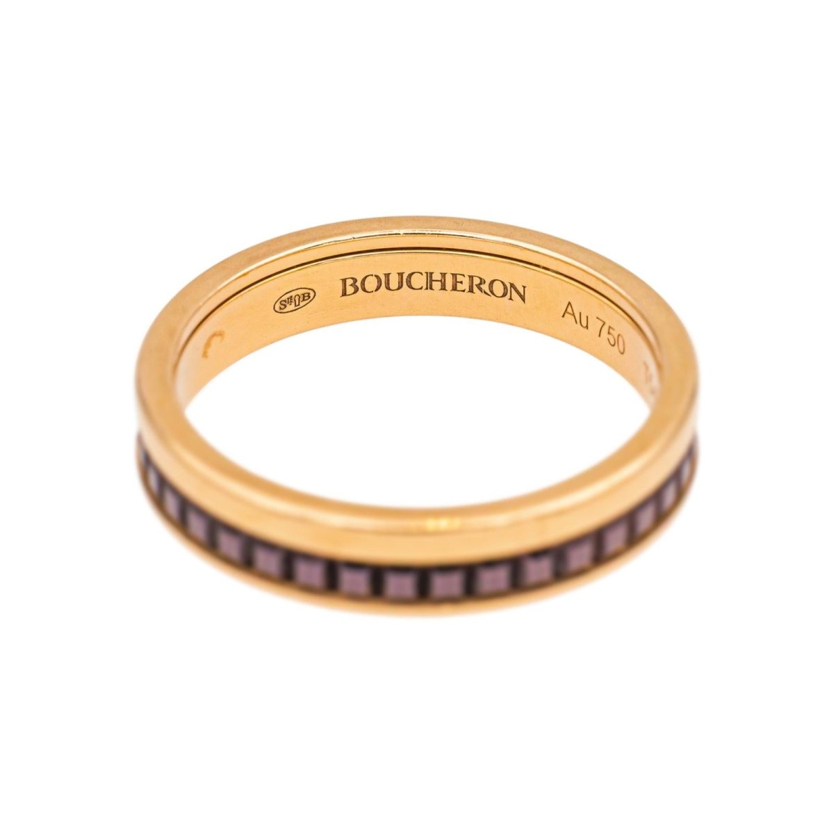Bague Alliance BOUCHERON "Quatre Classique" en or rose et céramique