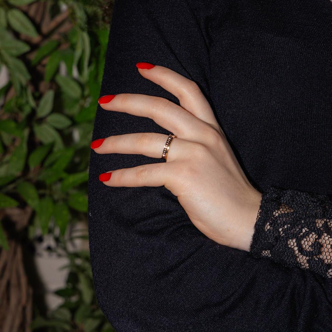 Bague Alliance BOUCHERON "Quatre Classique" en or rose et céramique