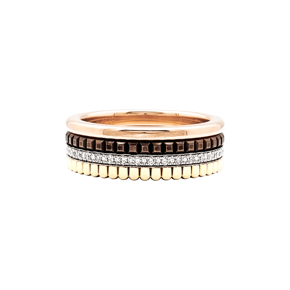 Bague Alliance BOUCHERON "Quatre Classique Small" en or blanc, or jaune, or rose et diamants