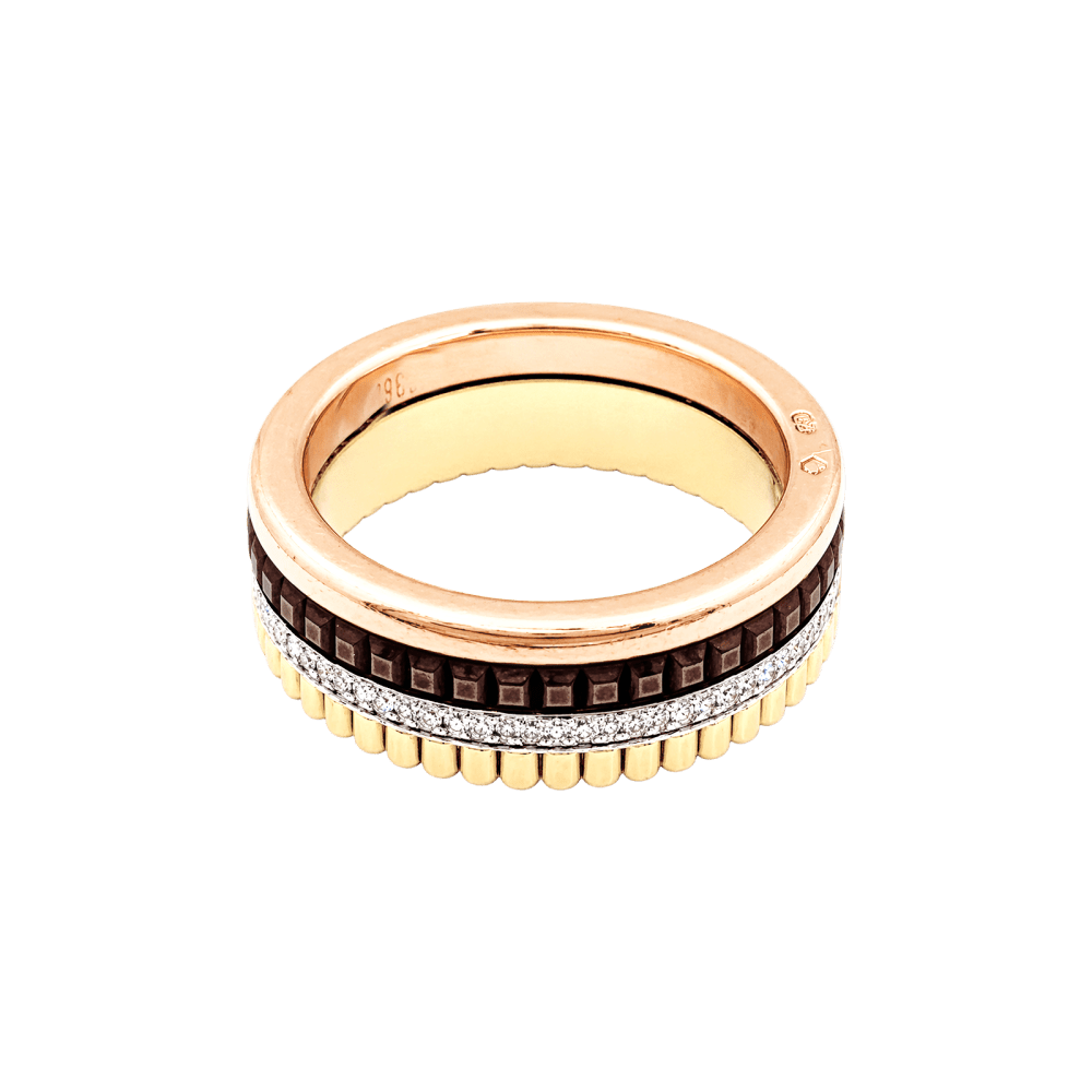 Bague Alliance BOUCHERON "Quatre Classique Small" en or blanc, or jaune, or rose et diamants