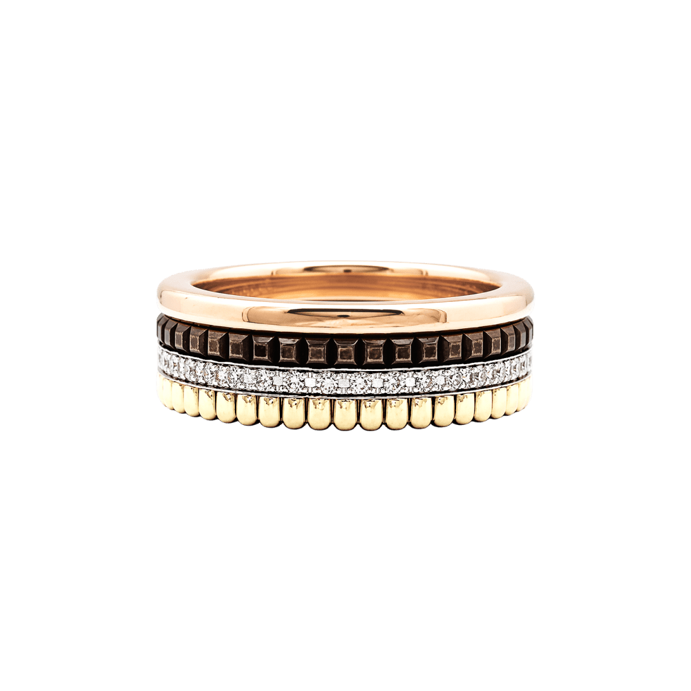 Bague Alliance BOUCHERON "Quatre Classique Small" en or blanc, or jaune, or rose et diamants