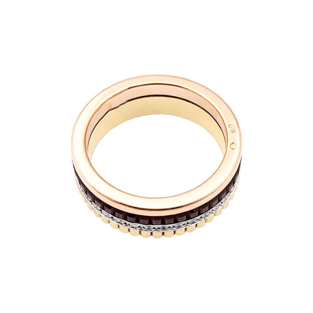 Bague Alliance BOUCHERON "Quatre Classique Small" en or blanc, or jaune, or rose et diamants