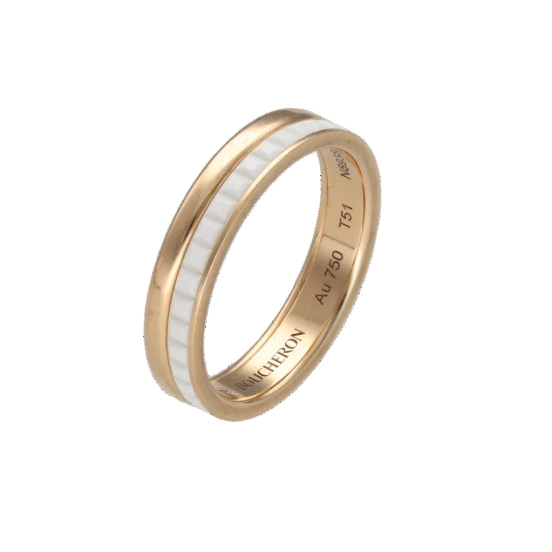 Bague Alliance BOUCHERON "Quatre" en or rose et céramique