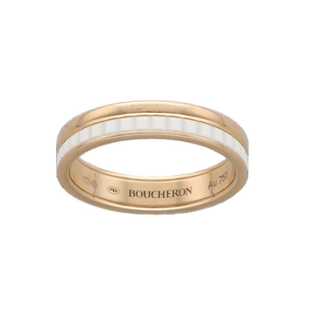 Bague Alliance BOUCHERON "Quatre" en or rose et céramique