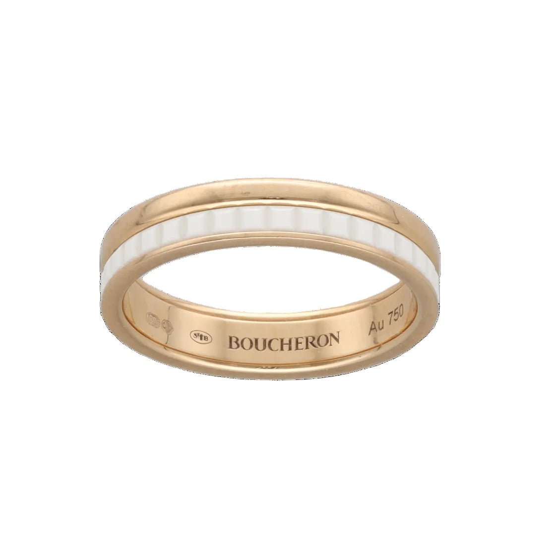 Bague Alliance BOUCHERON "Quatre" en or rose et céramique