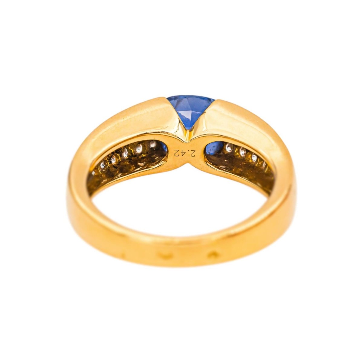 Bague Bandeau BOUCHERON "Anaïs" en or jaune, saphir et diamants