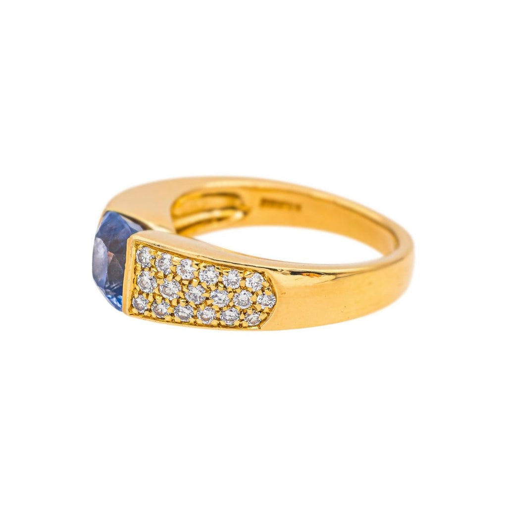 Bague Bandeau BOUCHERON "Anaïs" en or jaune, saphir et diamants