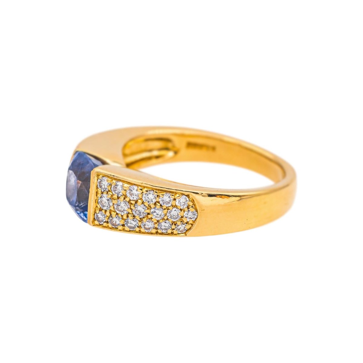 Bague Bandeau BOUCHERON "Anaïs" en or jaune, saphir et diamants