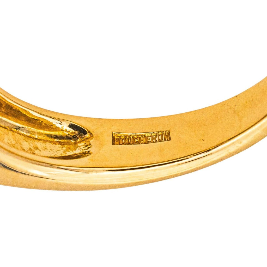 Bague Bandeau BOUCHERON "Anaïs" en or jaune, saphir et diamants