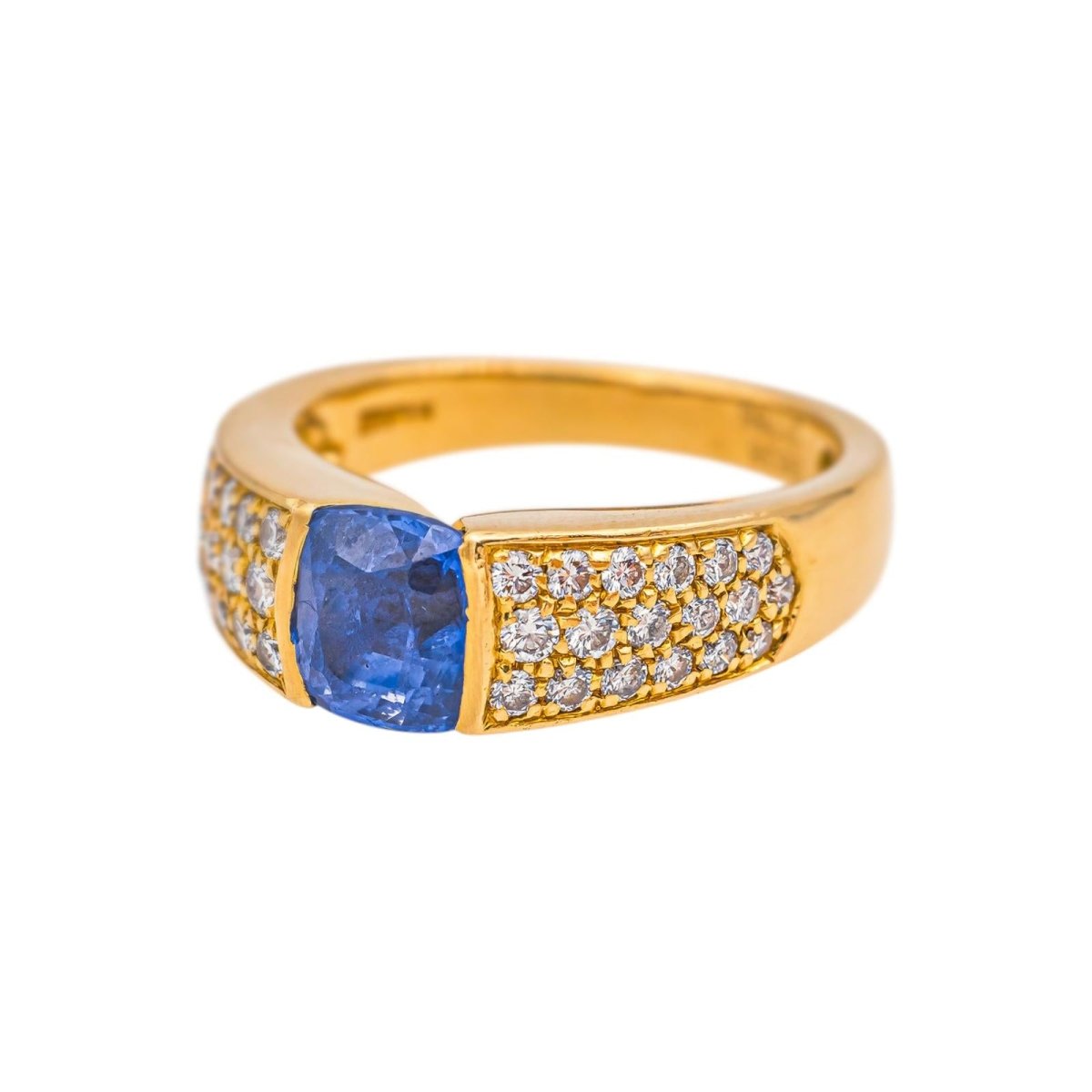 Bague Bandeau BOUCHERON "Anaïs" en or jaune, saphir et diamants