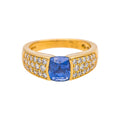 Bague Bandeau BOUCHERON "Anaïs" en or jaune, saphir et diamants