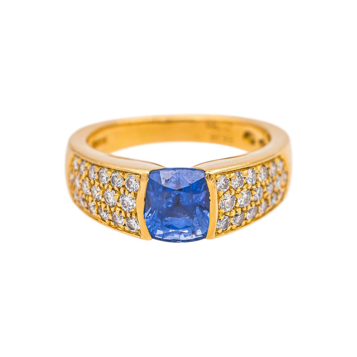 Bague Bandeau BOUCHERON "Anaïs" en or jaune, saphir et diamants
