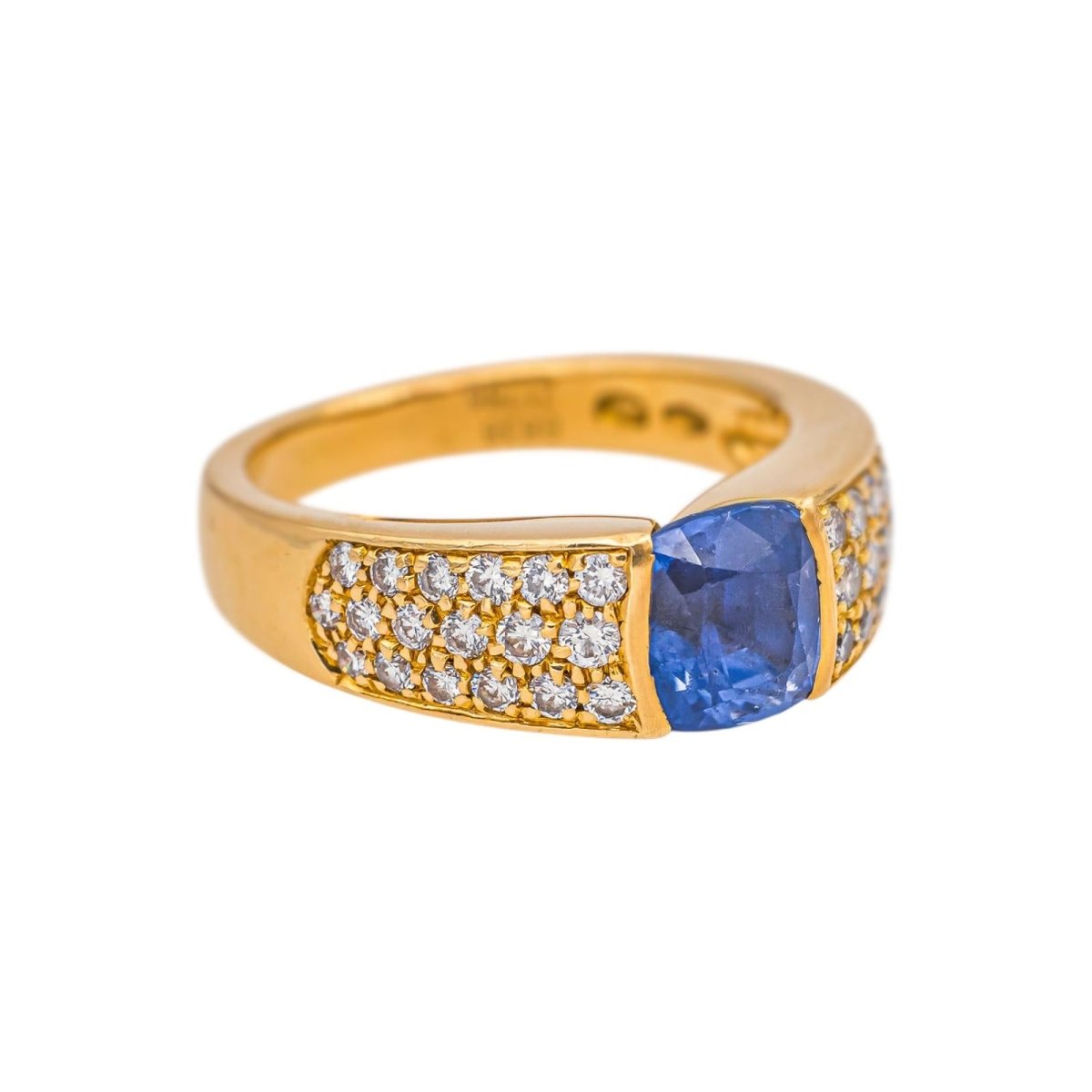 Bague Bandeau BOUCHERON "Anaïs" en or jaune, saphir et diamants