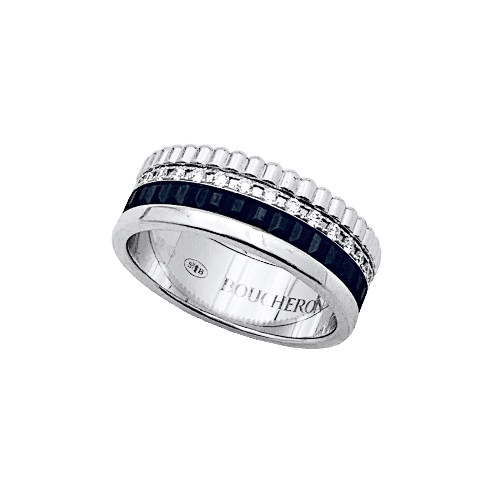 Bague Bandeau BOUCHERON "Quatre Black Édition" en or blanc et diamants