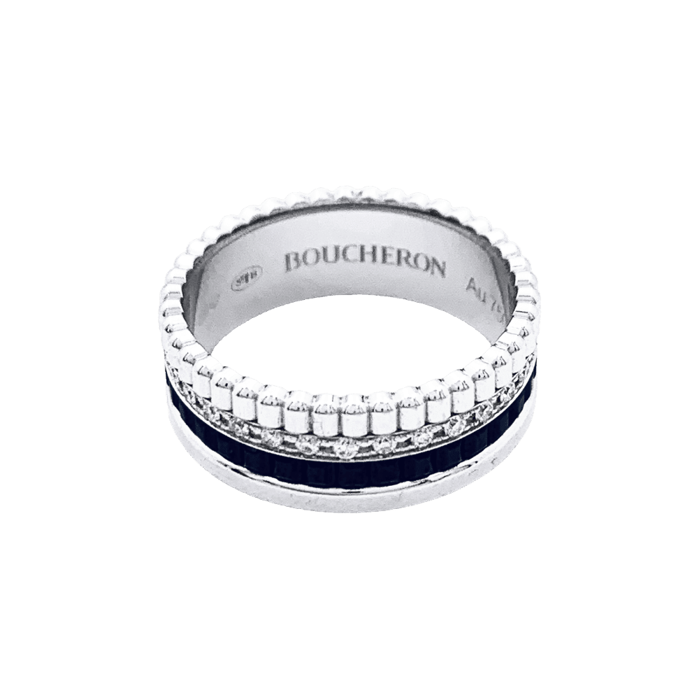 Bague Bandeau BOUCHERON "Quatre Black Édition" en or blanc et diamants