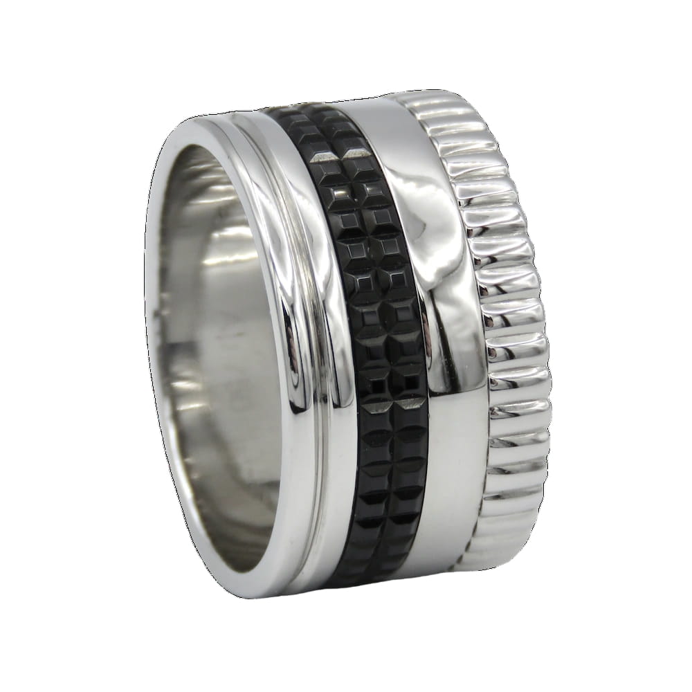 Bague Bandeau BOUCHERON "Quatre Black Edition" L en or blanc et PVD