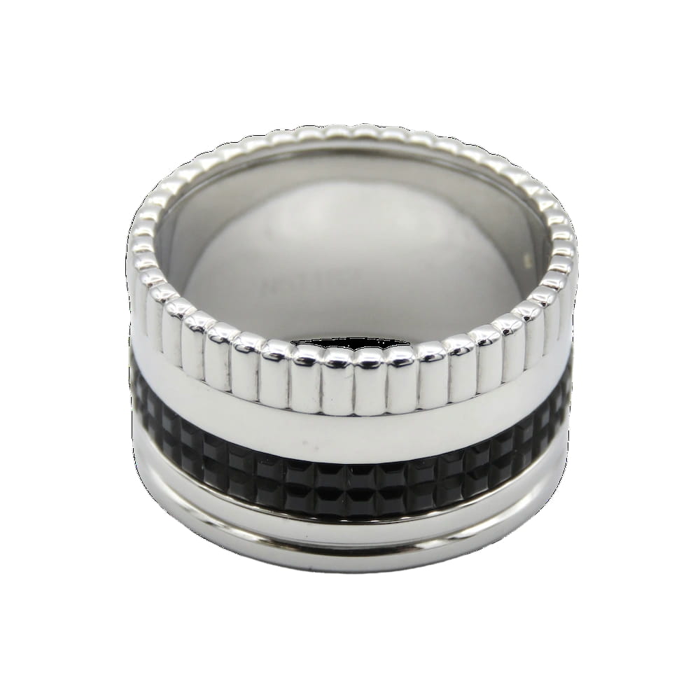 Bague Bandeau BOUCHERON "Quatre Black Edition" L en or blanc et PVD