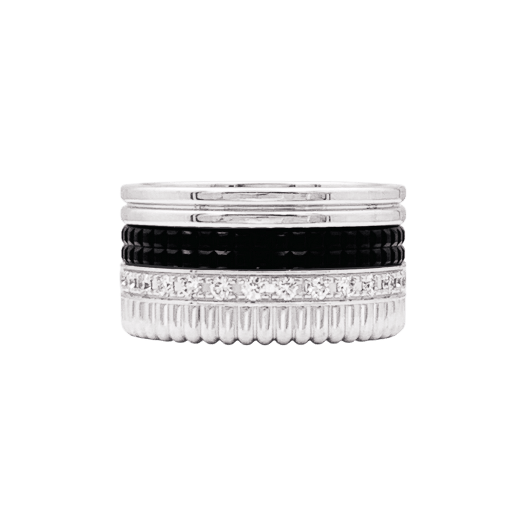 Bague Bandeau BOUCHERON "Quatre Black Édition Large" en or blanc et diamants