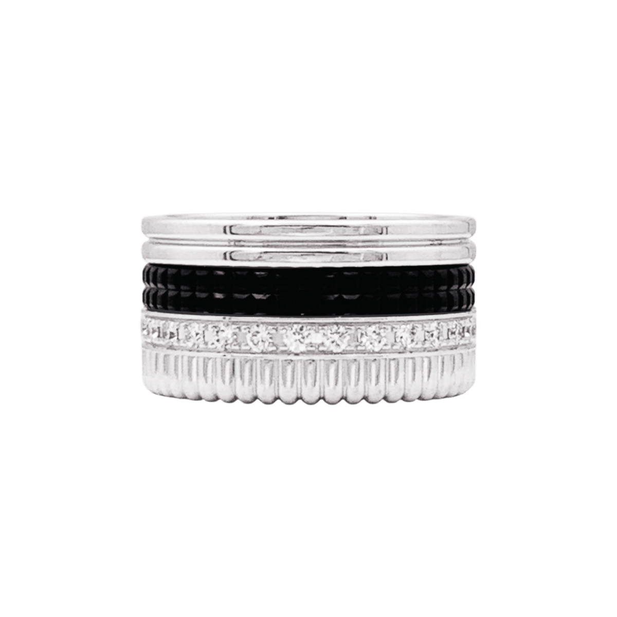Bague Bandeau BOUCHERON "Quatre Black Édition Large" en or blanc et diamants