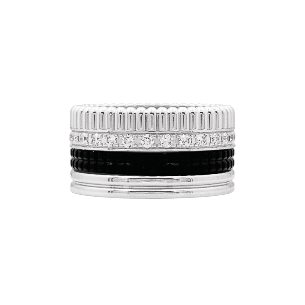 Bague Bandeau BOUCHERON "Quatre Black Édition Large" en or blanc et diamants