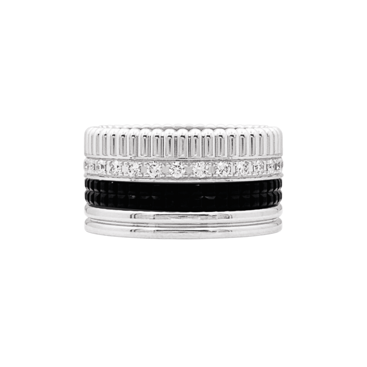 Bague Bandeau BOUCHERON "Quatre Black Édition Large" en or blanc et diamants