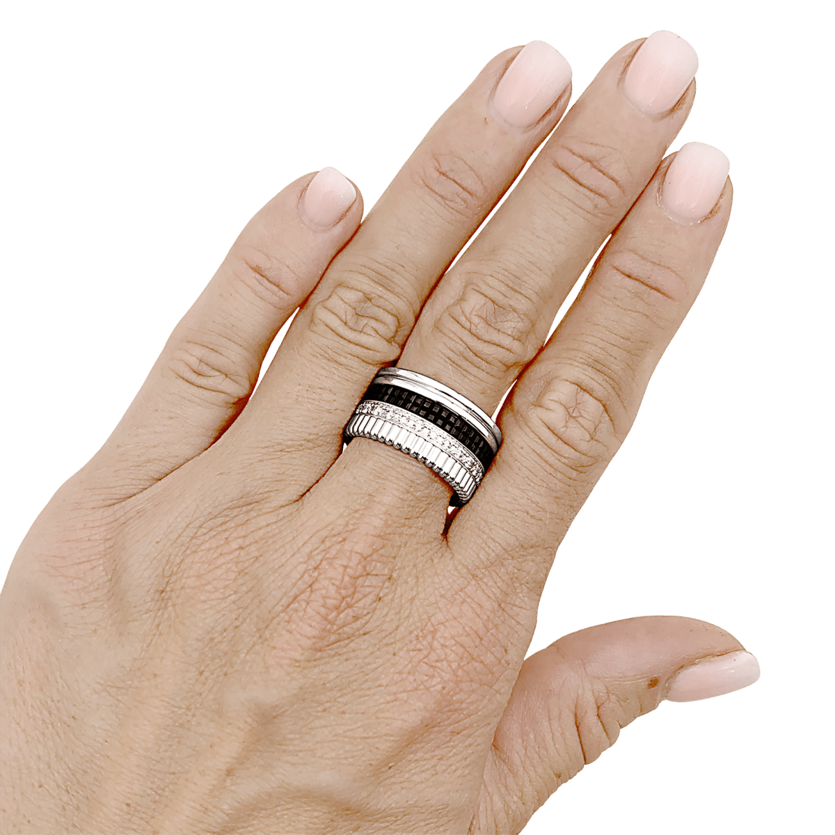 Bague Bandeau BOUCHERON "Quatre Black Édition Large" en or blanc et diamants