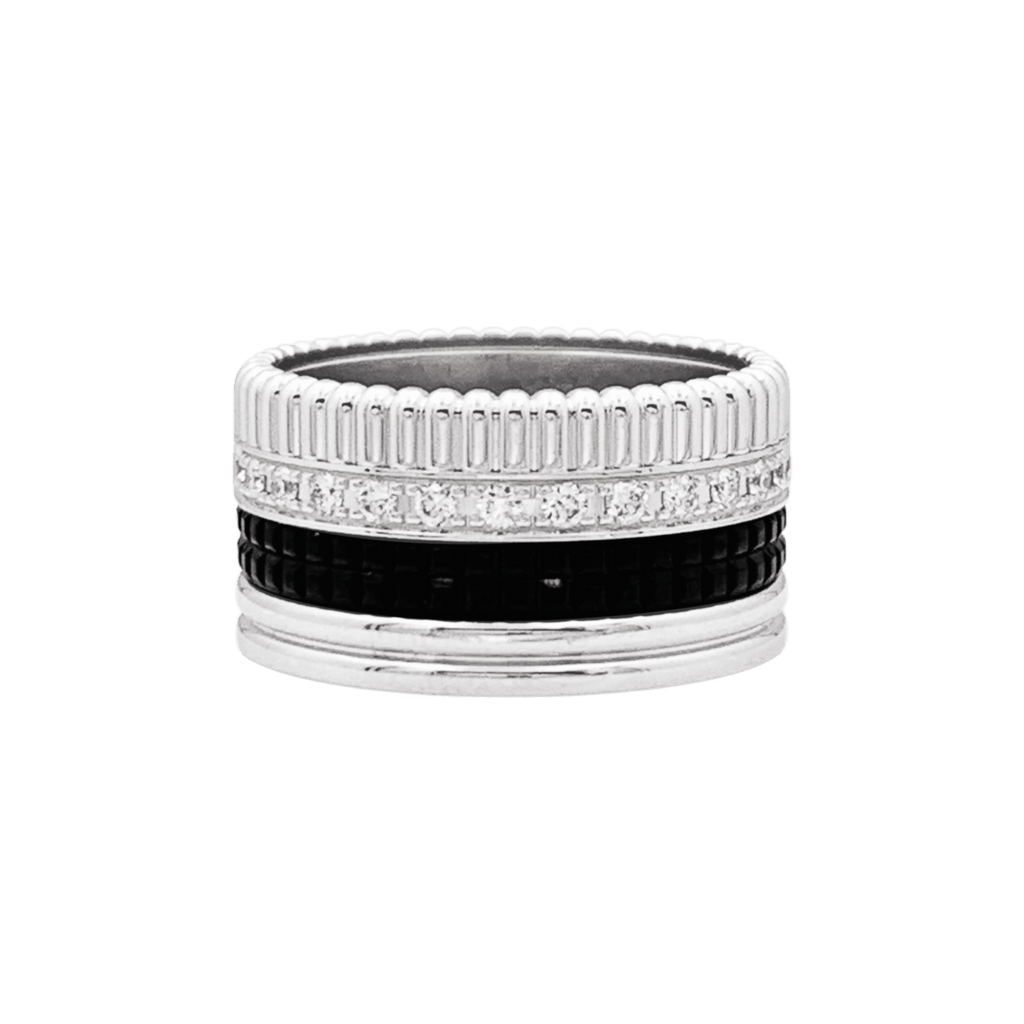 Bague Bandeau BOUCHERON "Quatre Black Édition Large" en or blanc et diamants