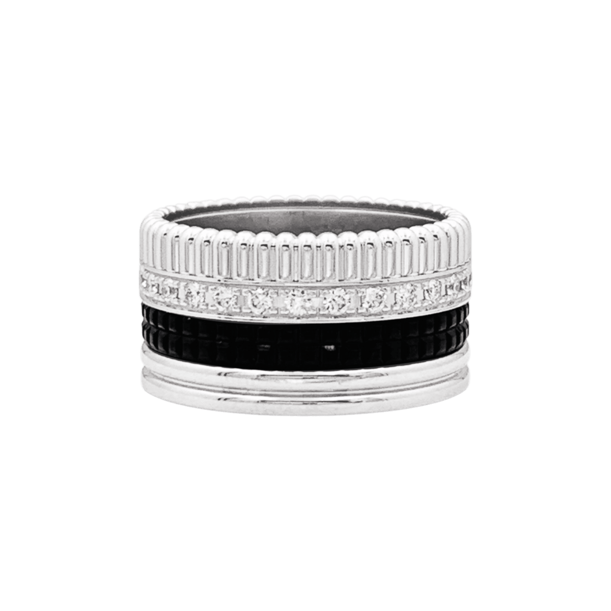 Bague Bandeau BOUCHERON "Quatre Black Édition Large" en or blanc et diamants